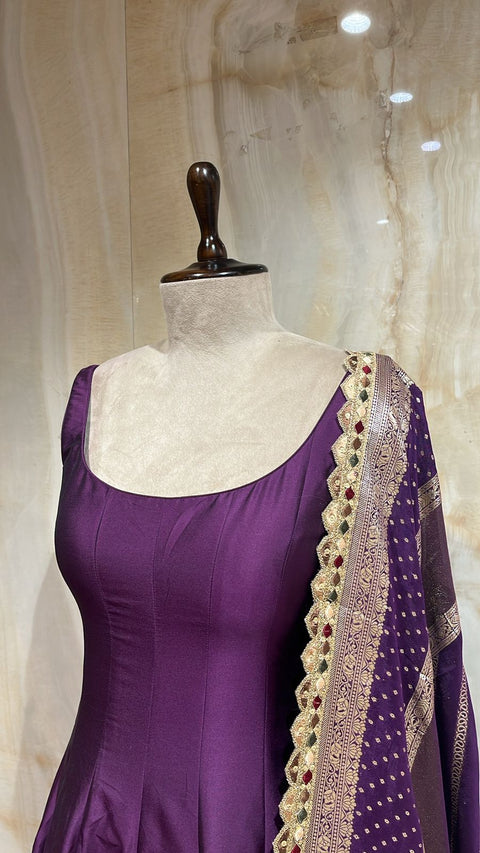 Readymade Royal Purple Anarkali Suit