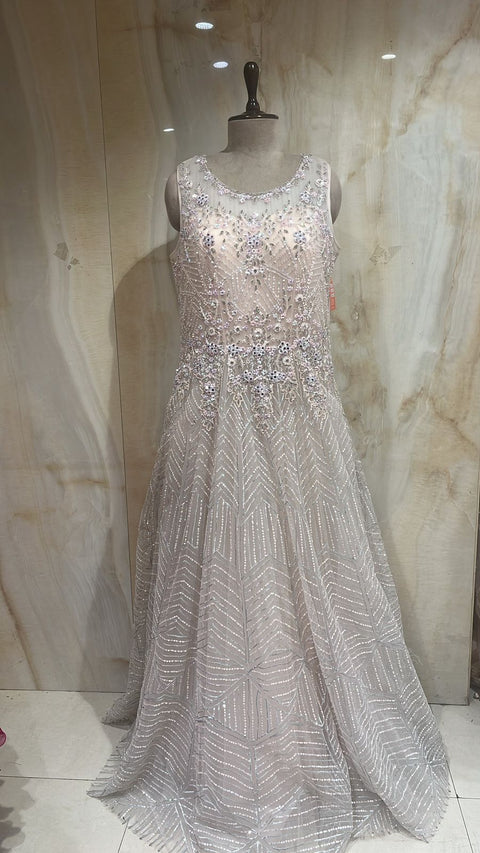 Elegant Light Peach Readymade Gown