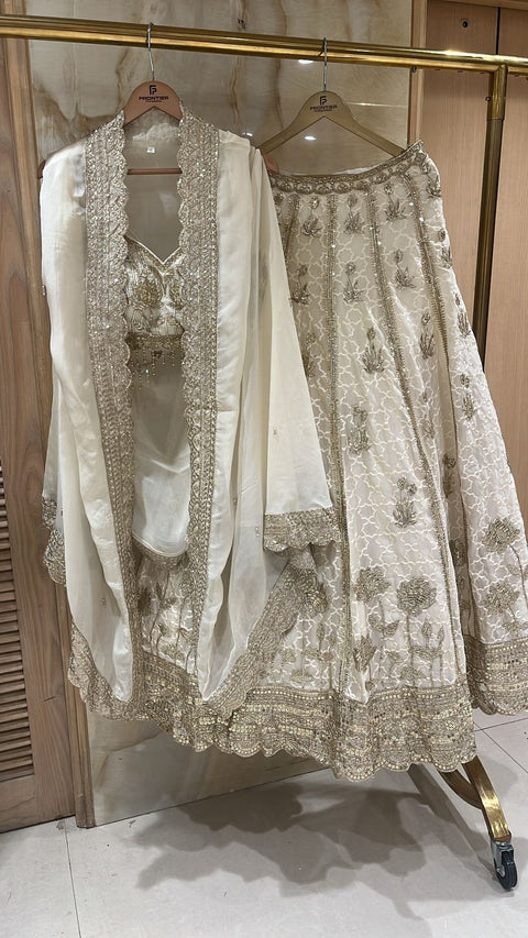 Sparkling Ivory Readymade Lehnga Choli Set