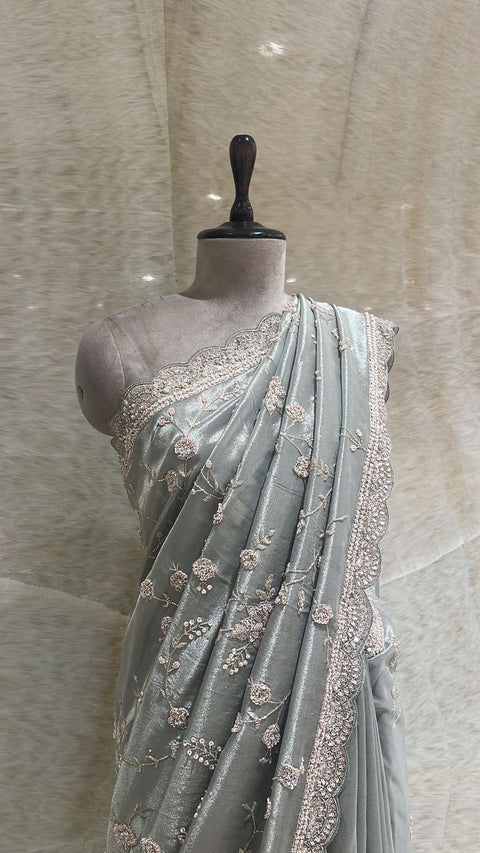 Enchanting Dove Gray Saree