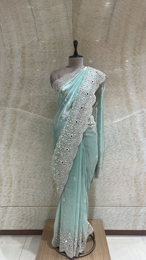 Dazzling Sky Blue Saree.