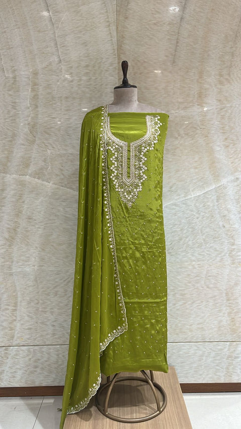 Amazing Fennel Green Unstitched Suit