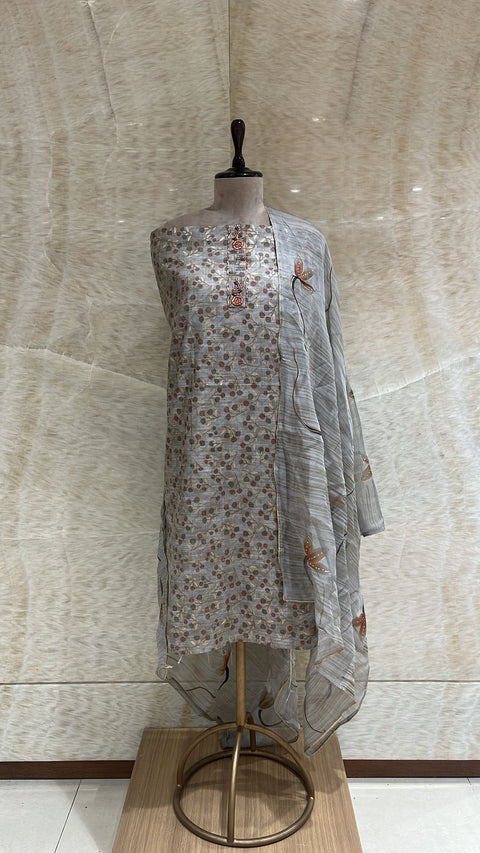 Light Grey Unstitched Cotton Suit