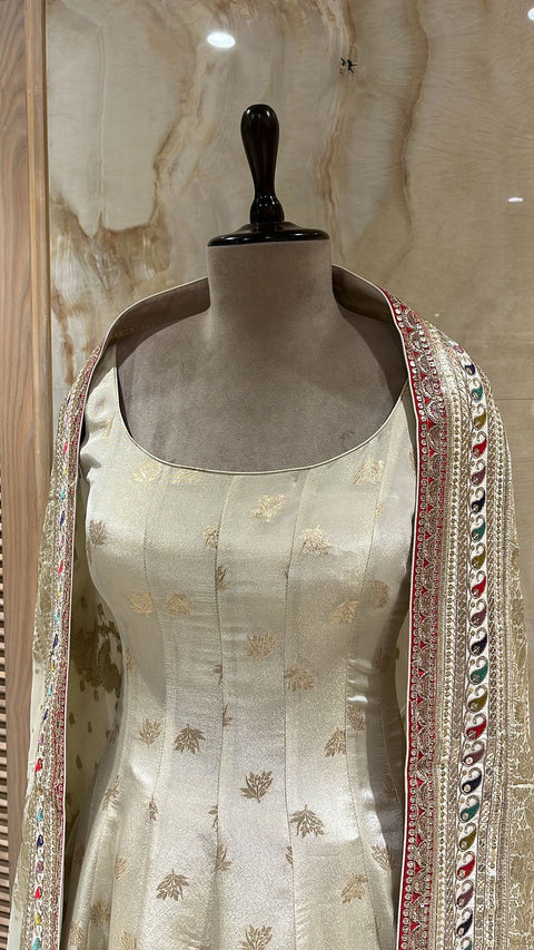 Stunning Ivory Readymade Anarkali Suit Set