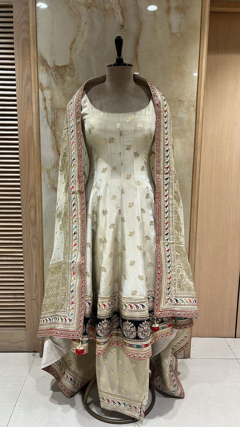 Stunning Ivory Readymade Anarkali Suit Set