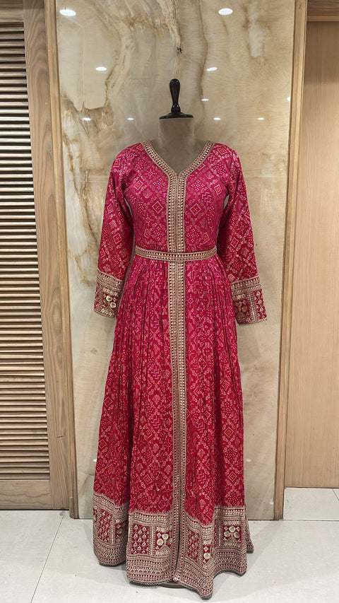 Fuchsia Pink Readymade Anarkali Set