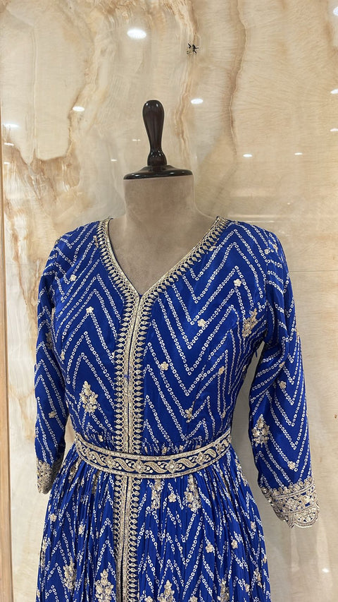 Elegant Royal Blue Readymade Anarkali Suit