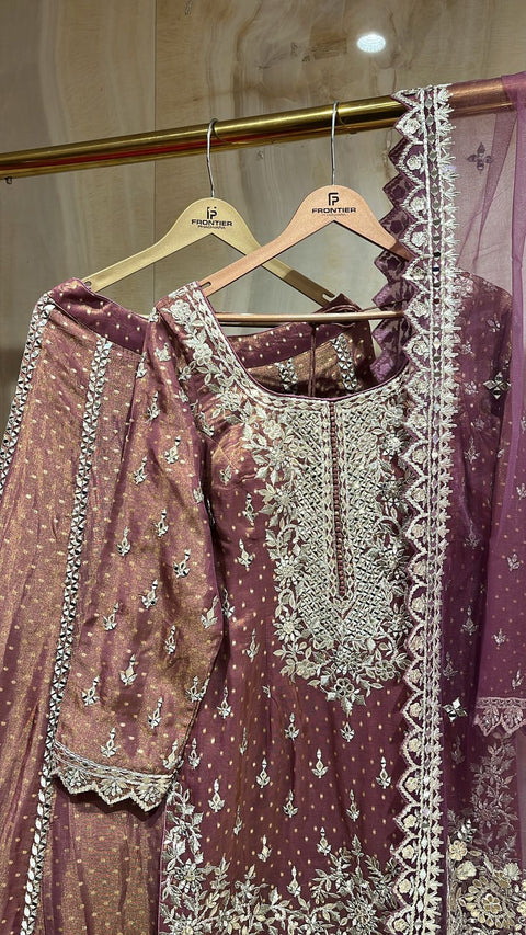 Enchanting Rose Gold Embroidered Readymade Lehnga Set