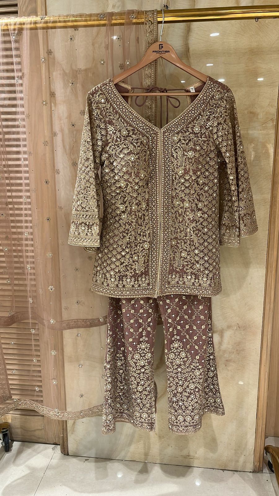 Sophisticated Dark Mauve Readymade Trouser Suit Set