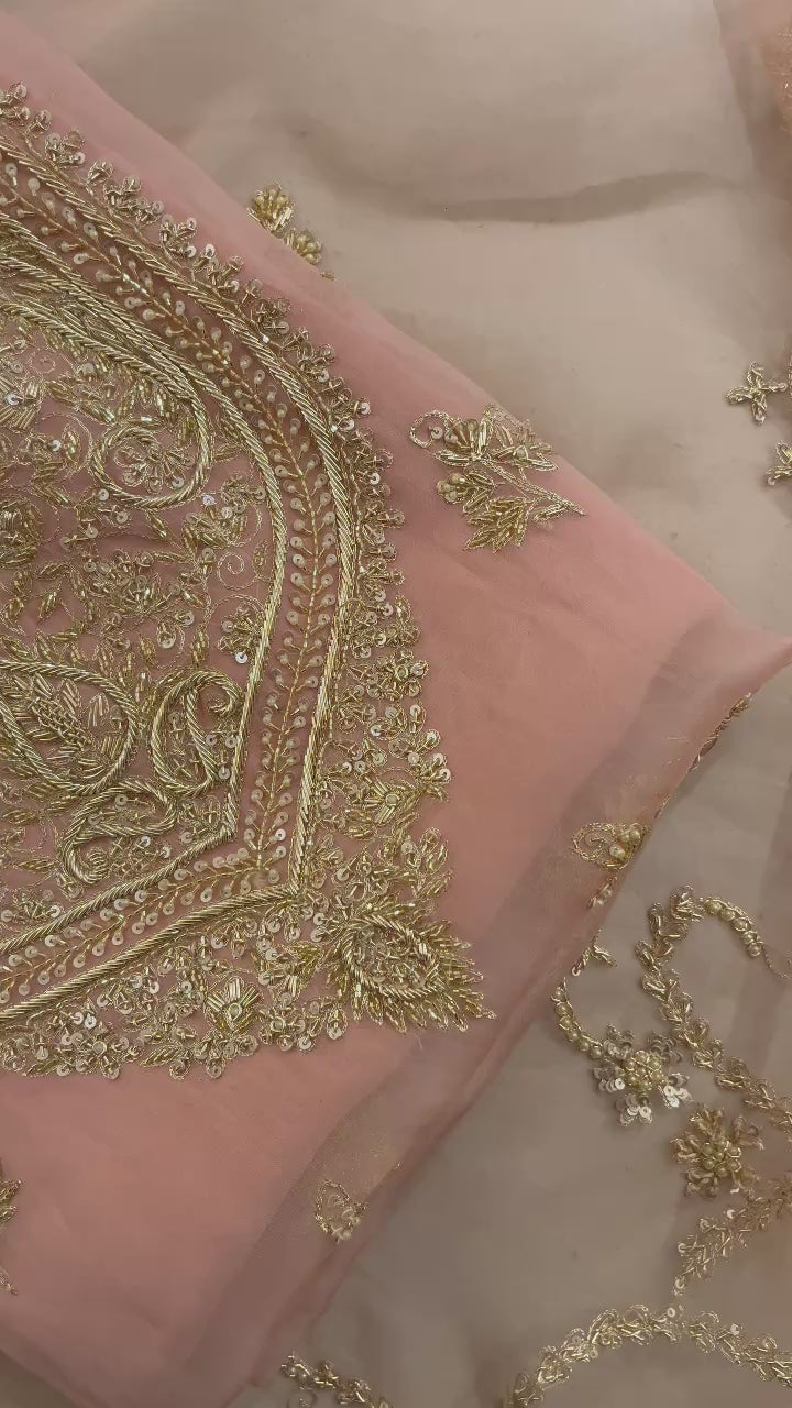 PINK EMBROIDERED UNSTITCHED SUIT SET