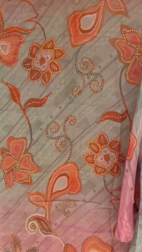 Gray & Pink Ombre Look Readymade Trouser Suit Set