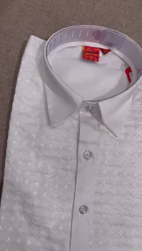 Timeless Ivory Kurta Trouser Set For Kids