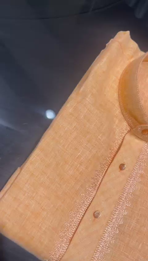 Readymade Apricot Orange Kurta Trouser Set