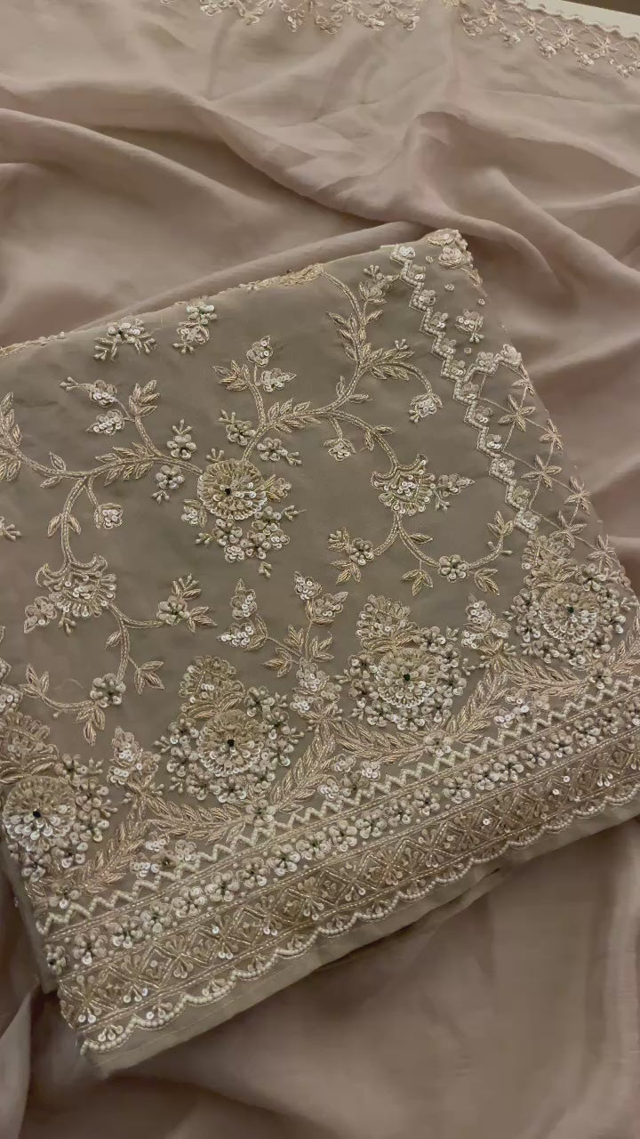 PREMIUM EMBROIDERED ORGANZA UNSTITCHED SUIT SET