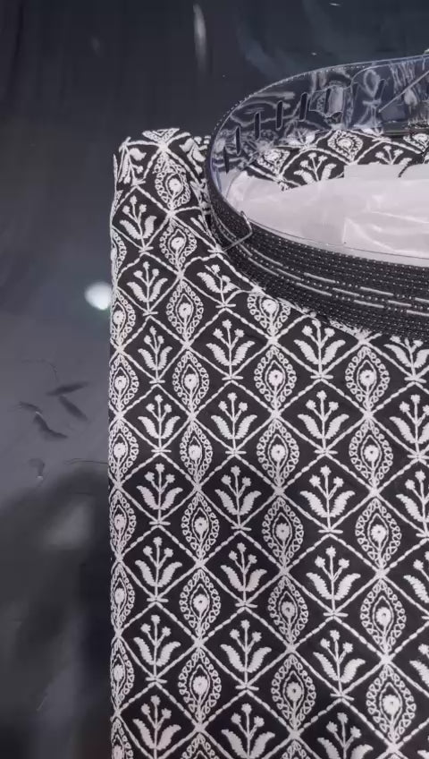 Readymade Black Embroidered Trouser Kurta Set