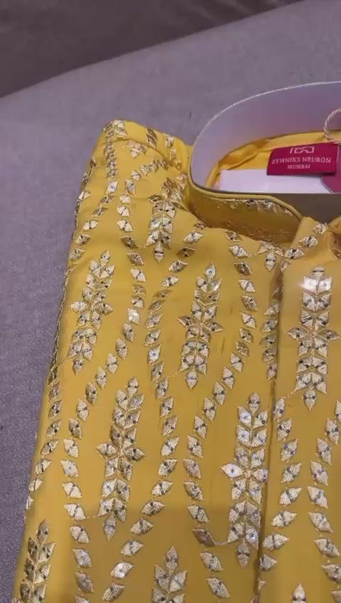 Elegant Yellow Readymade Waistcoat Set