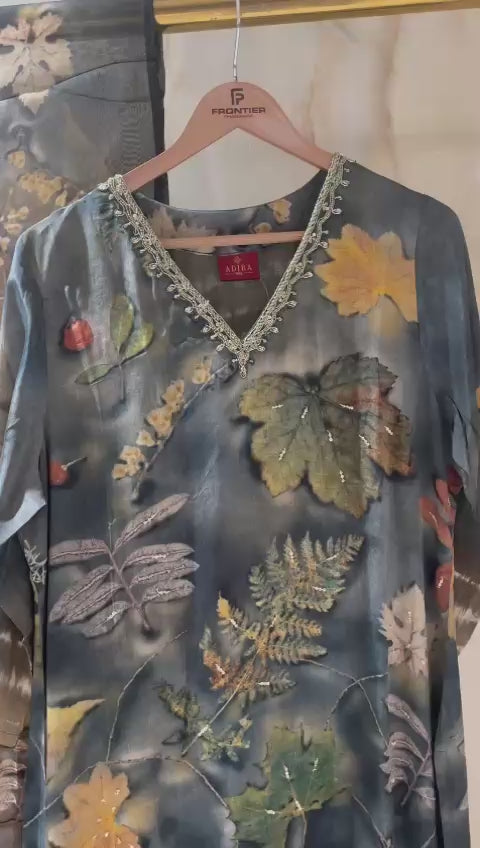 Floral Black Readymade Trouser Suit Set