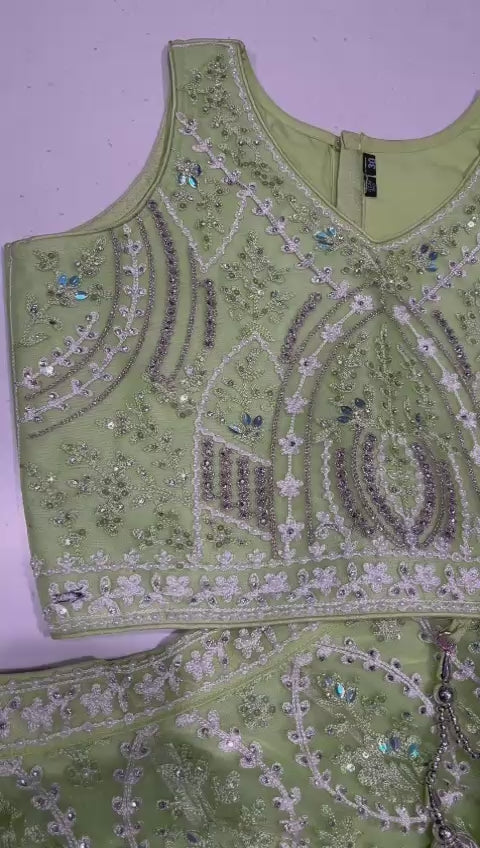 Intricate Pistachio Green Lehenga Choli Set