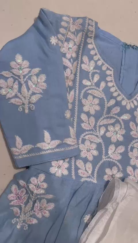 Baby Blue Dhoti Suit Set For Kids