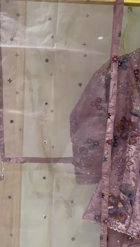 Mauve Readymade Sharara Suit Set For Kids