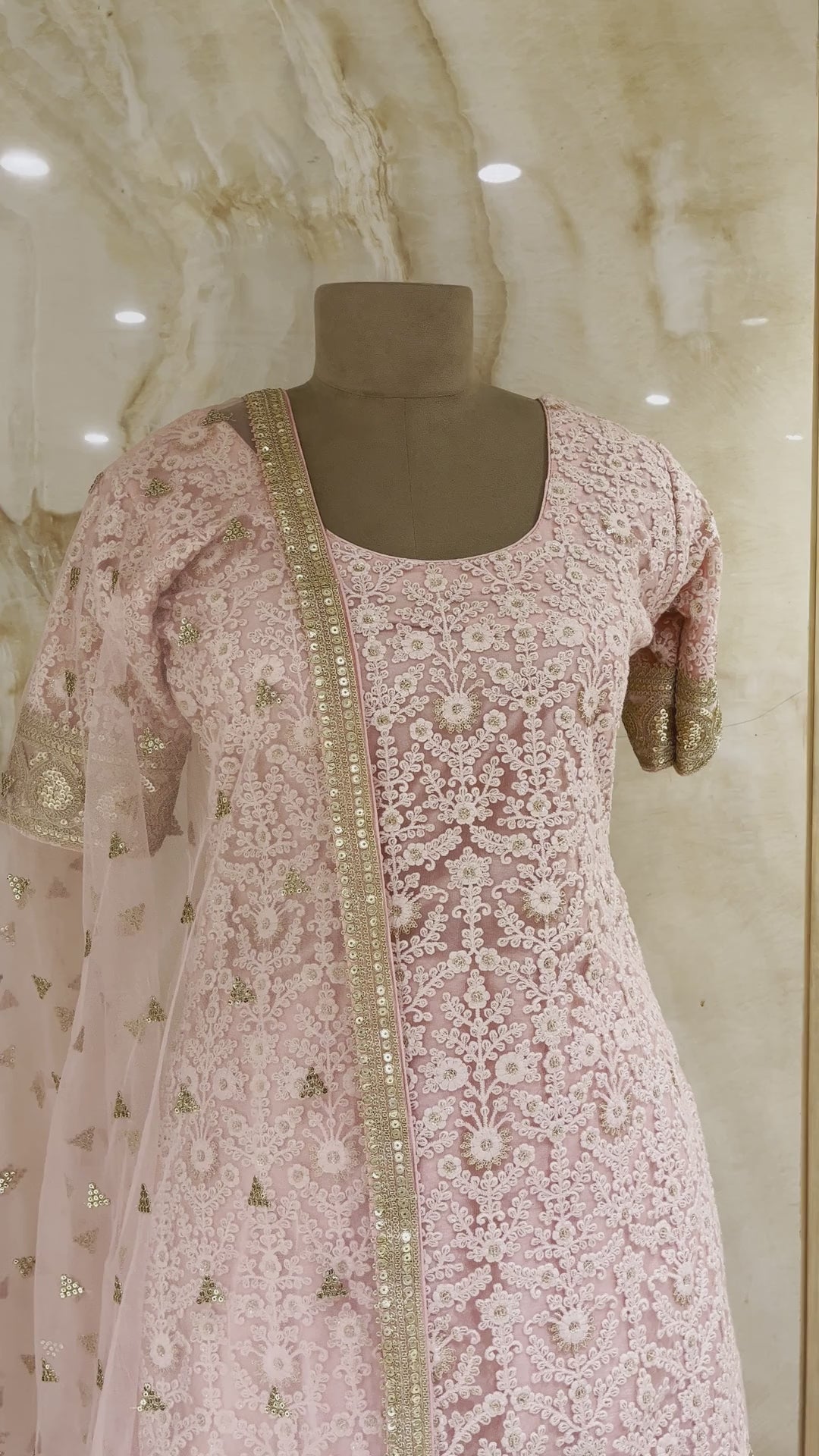 ELEGANT PINK EMBROIDERED SHARARA SET