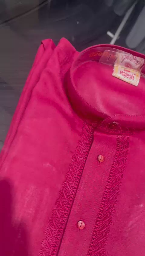 Fuchsia Plain Kurta Trouser Set