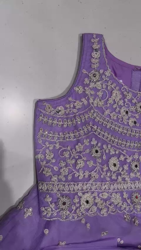 Lavender Readymade Kids Lehenga Choli Set