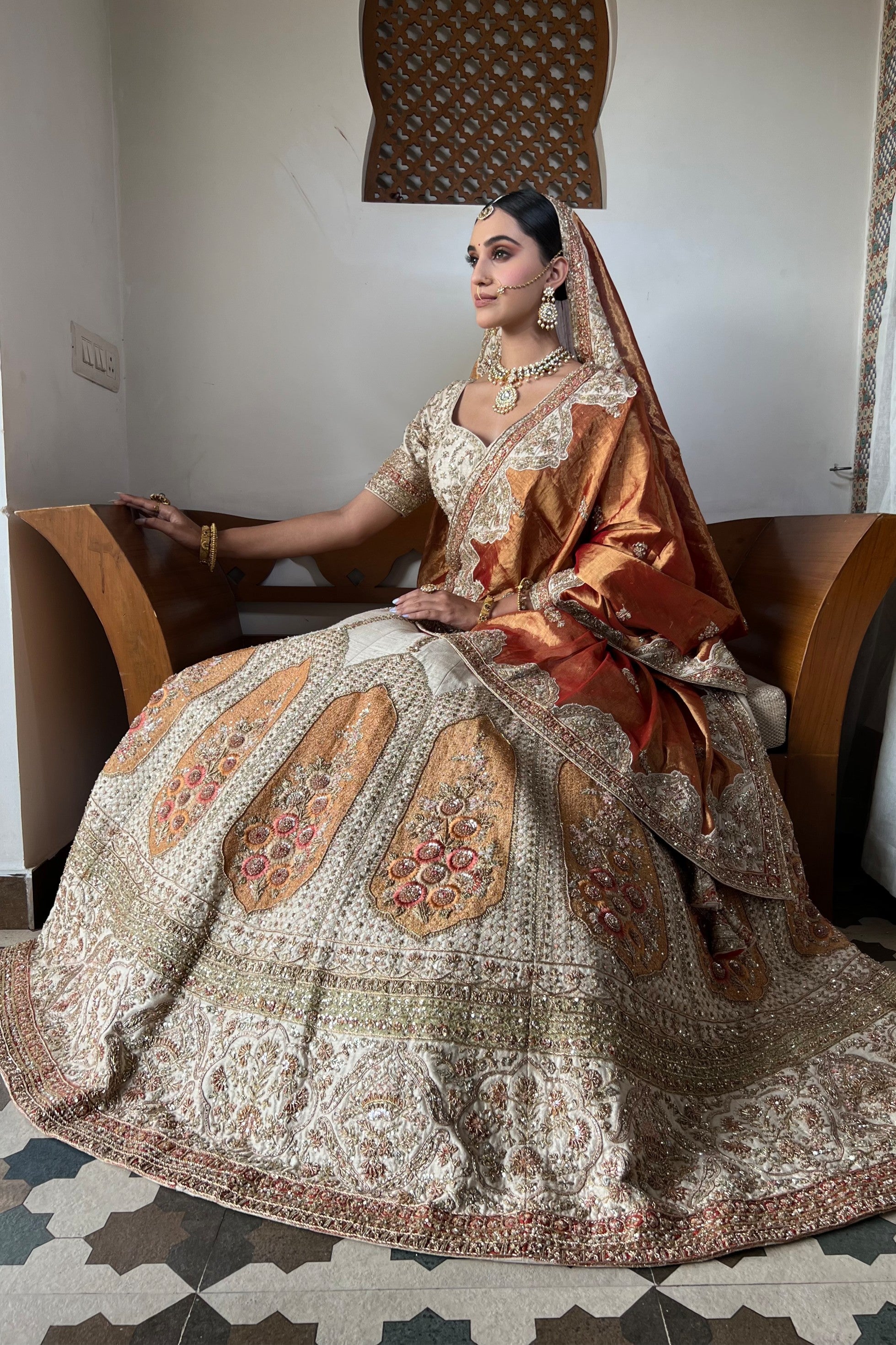 Light Gold Color Bridal Lehenga