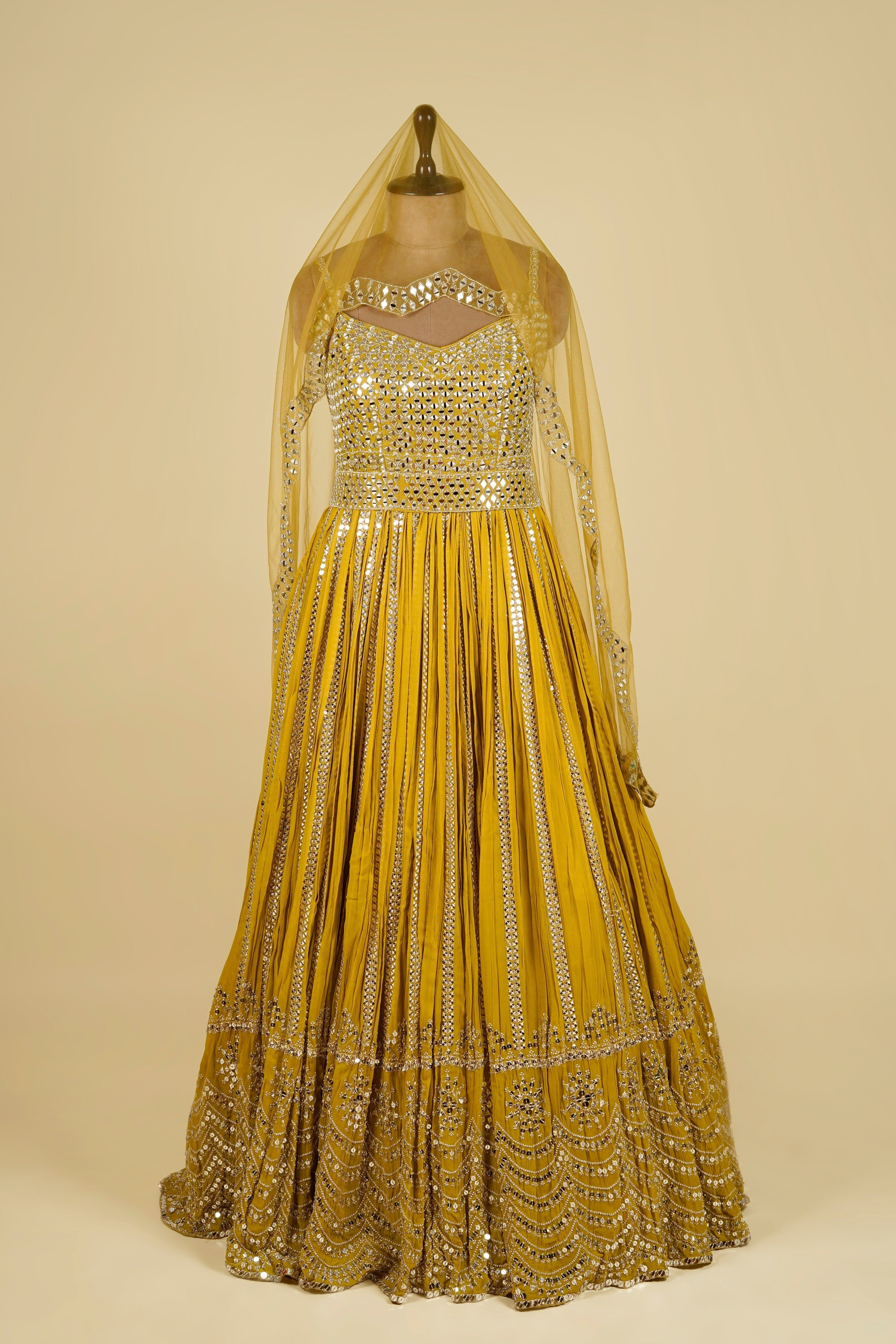 Georgette Sleeveless Gown embellished with Zari, Sequins and Mirror work