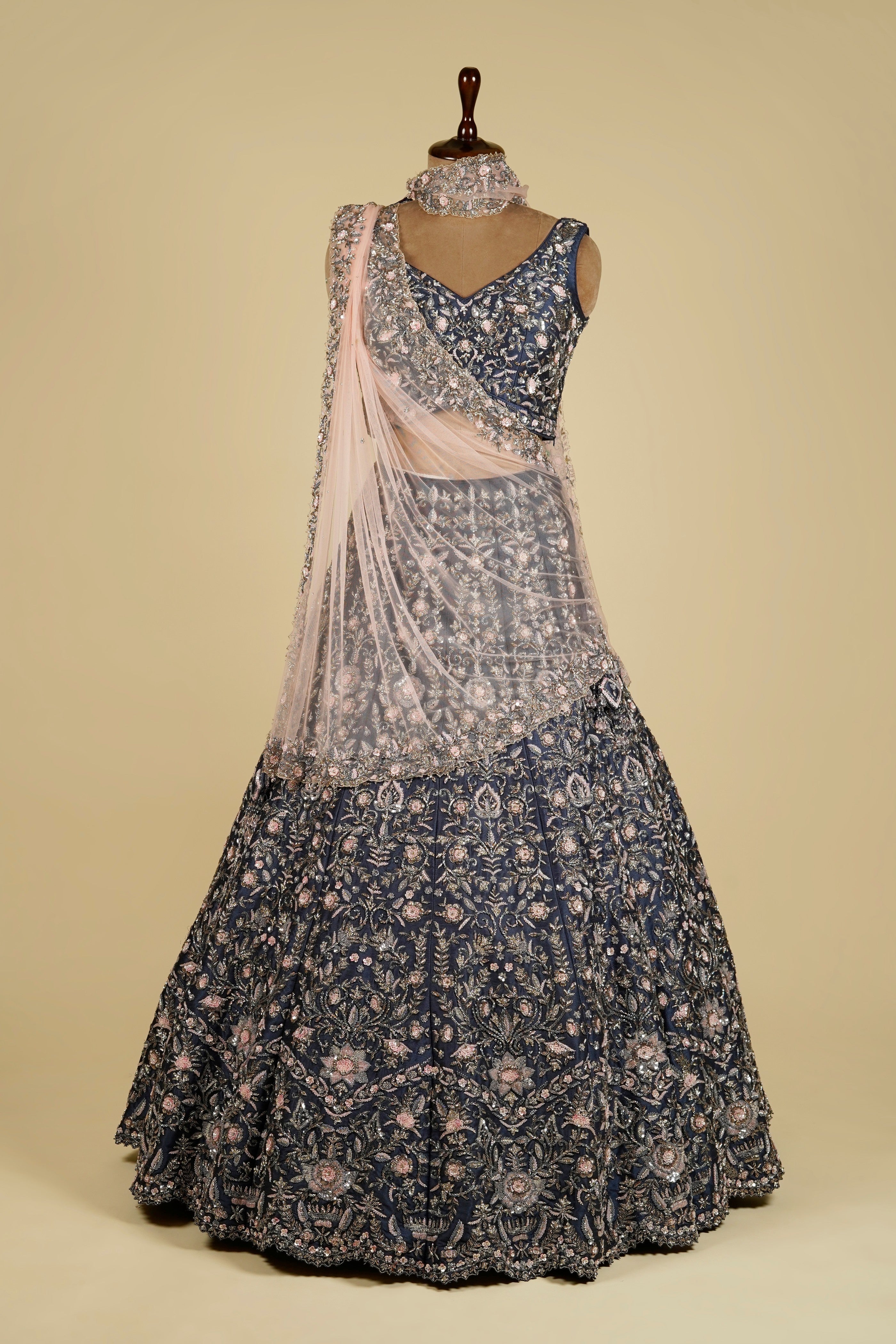 Lehenga Choli embellished with Sequin, Cut dana and Naqshi work