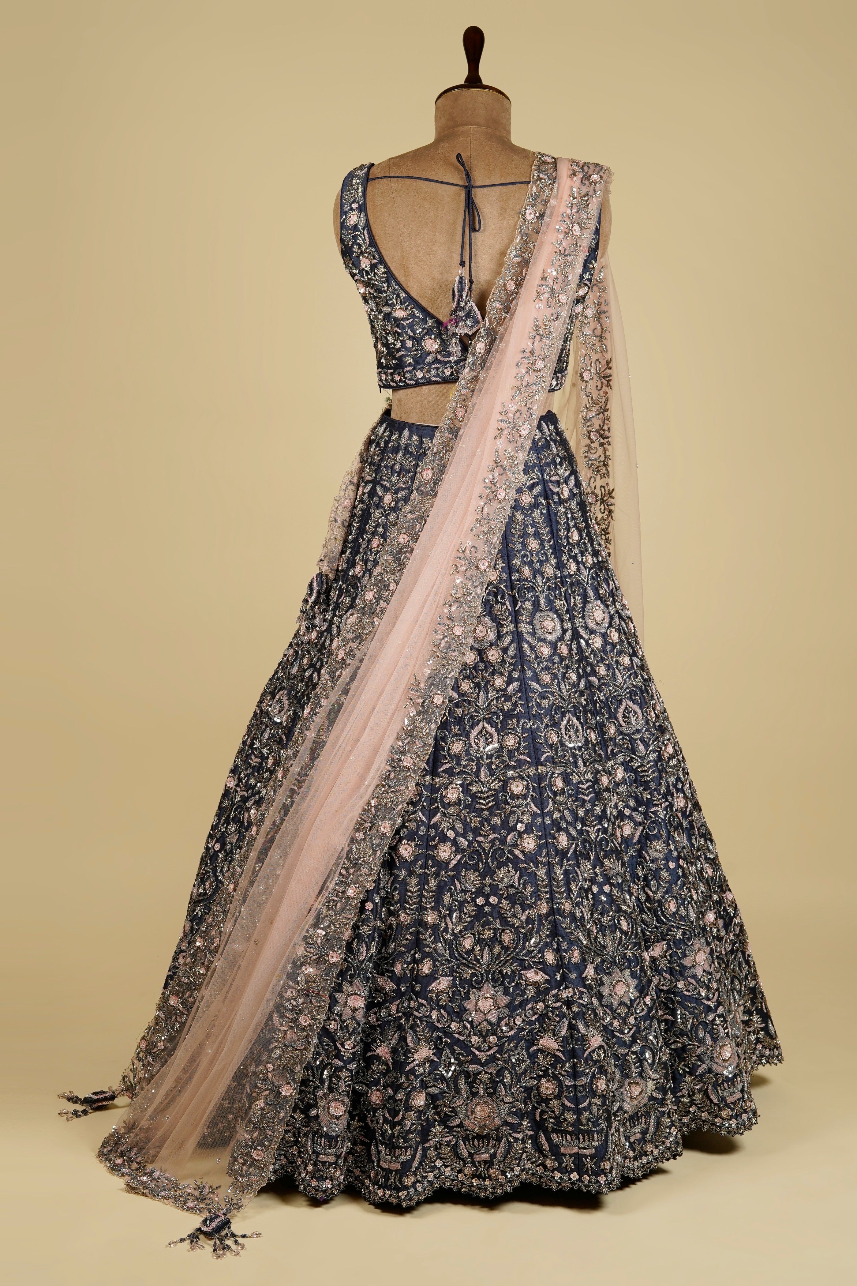 Lehenga Choli embellished with Sequin, Cut dana and Naqshi work