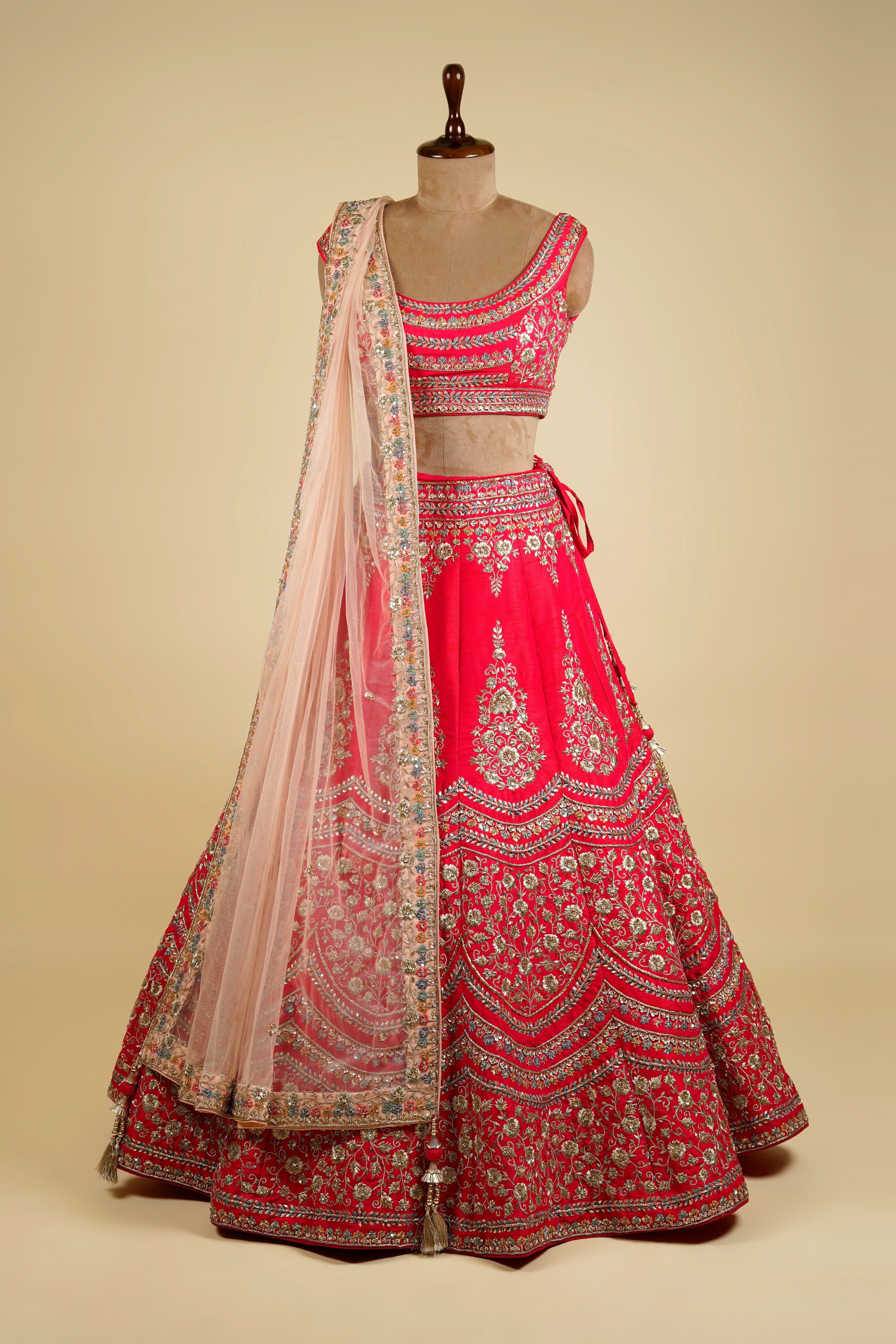 Hot Pink Lehenga Choli embellished with Sequin, Dabka and Thread work