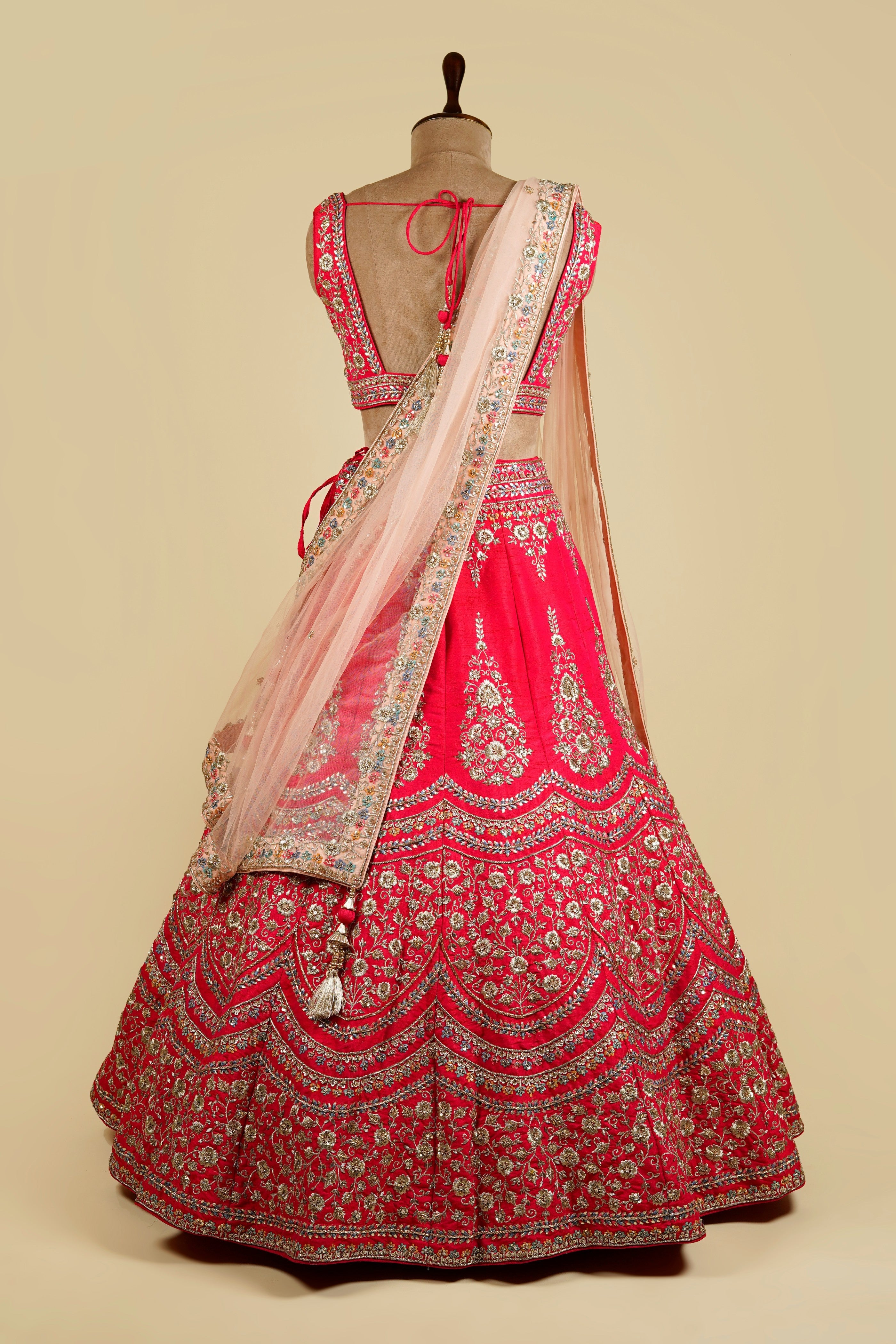 Hot Pink Lehenga Choli embellished with Sequin, Dabka and Thread work