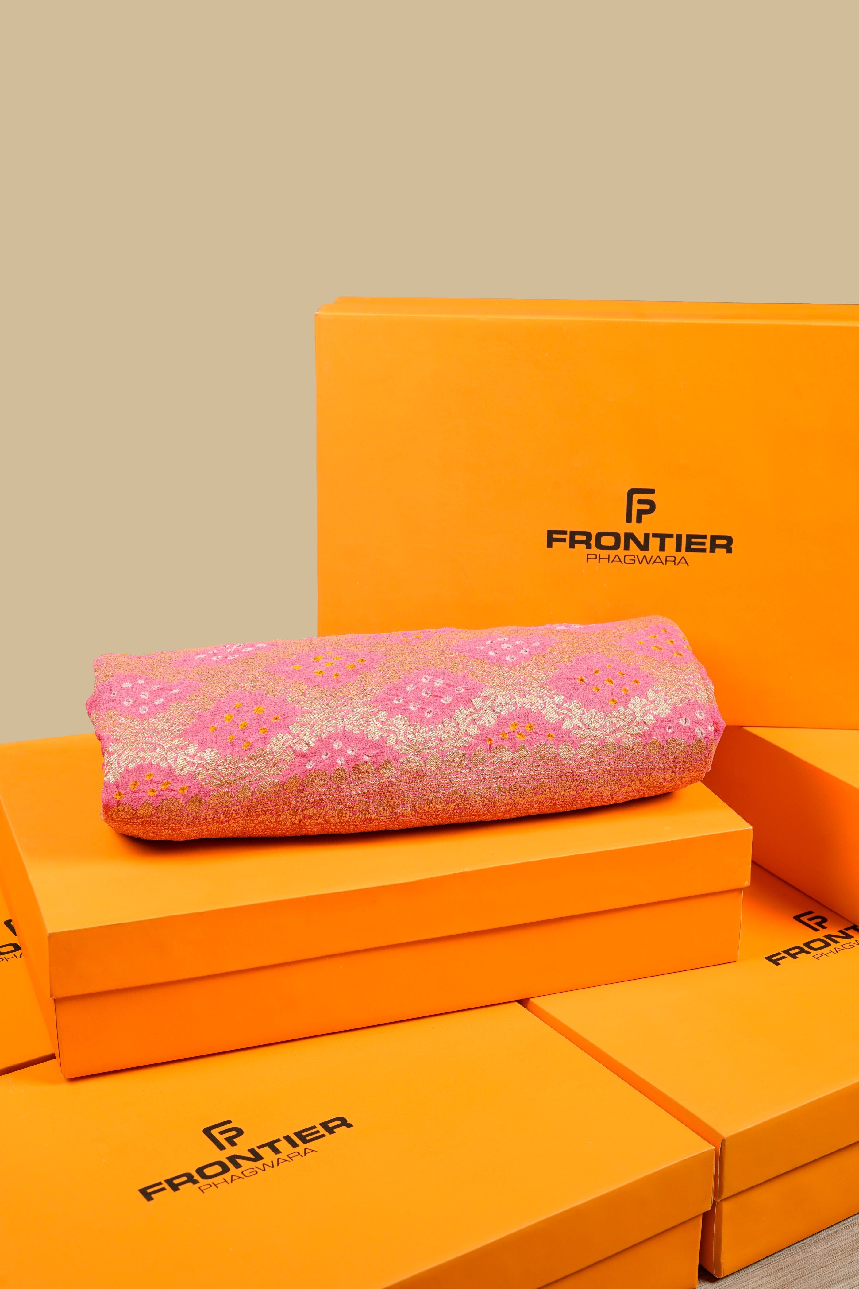 Pink Jaipuri Banarasi Dupatta