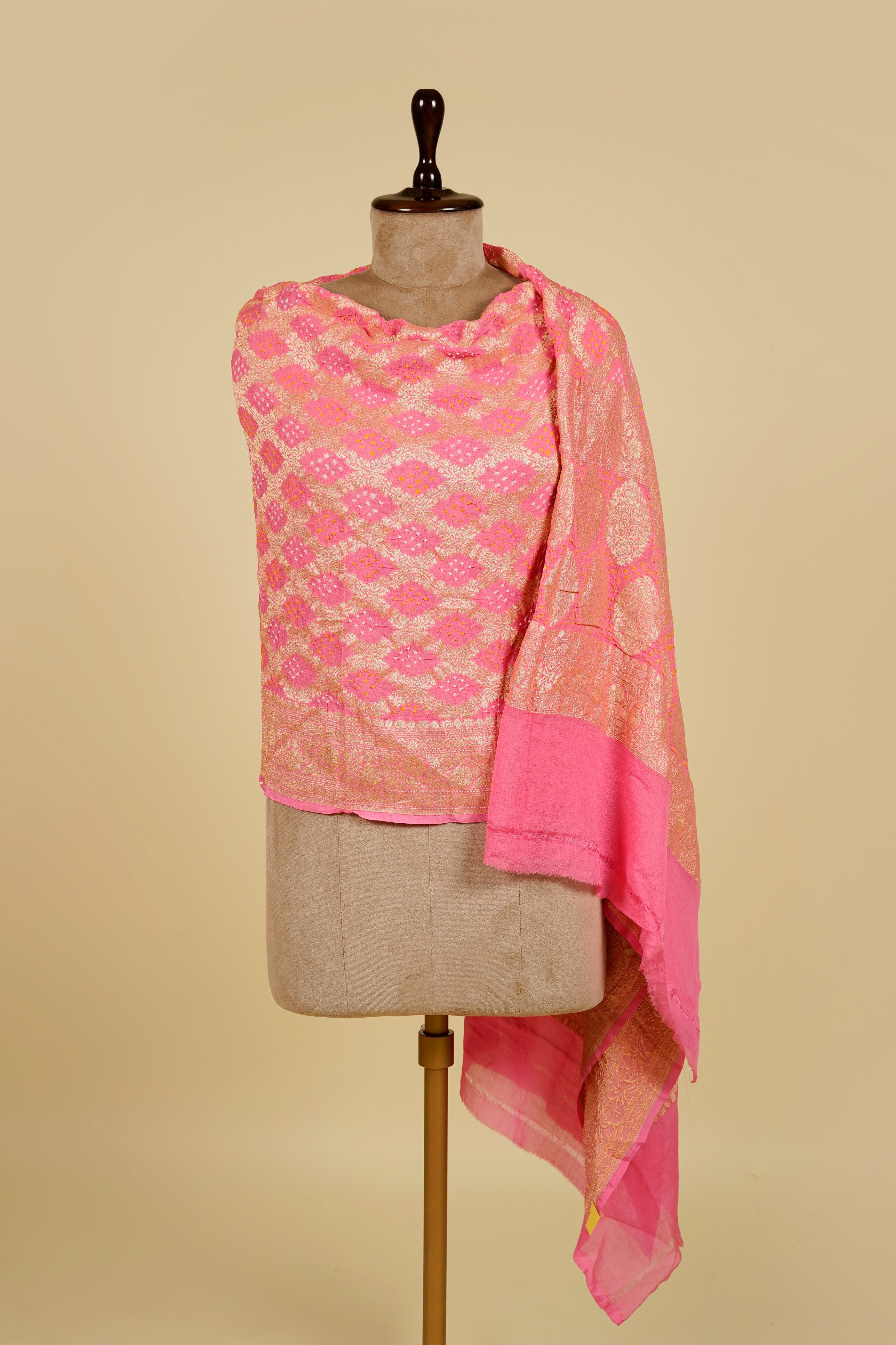 Pink Jaipuri Banarasi Dupatta