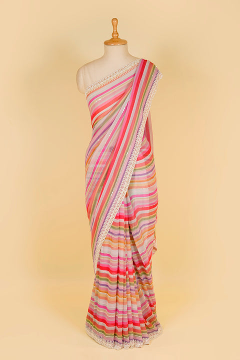 Multi Shade Lehriya Saree