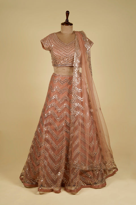 Lehenga Choli embellished with Gota patti, Mirror and Swarovski work