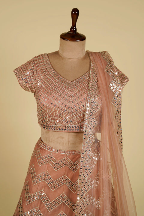 Lehenga Choli embellished with Gota patti, Mirror and Swarovski work