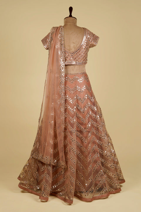 Lehenga Choli embellished with Gota patti, Mirror and Swarovski work