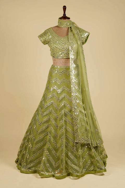 Lehenga Choli embellished with Gota patti, Mirror and Swarovski work