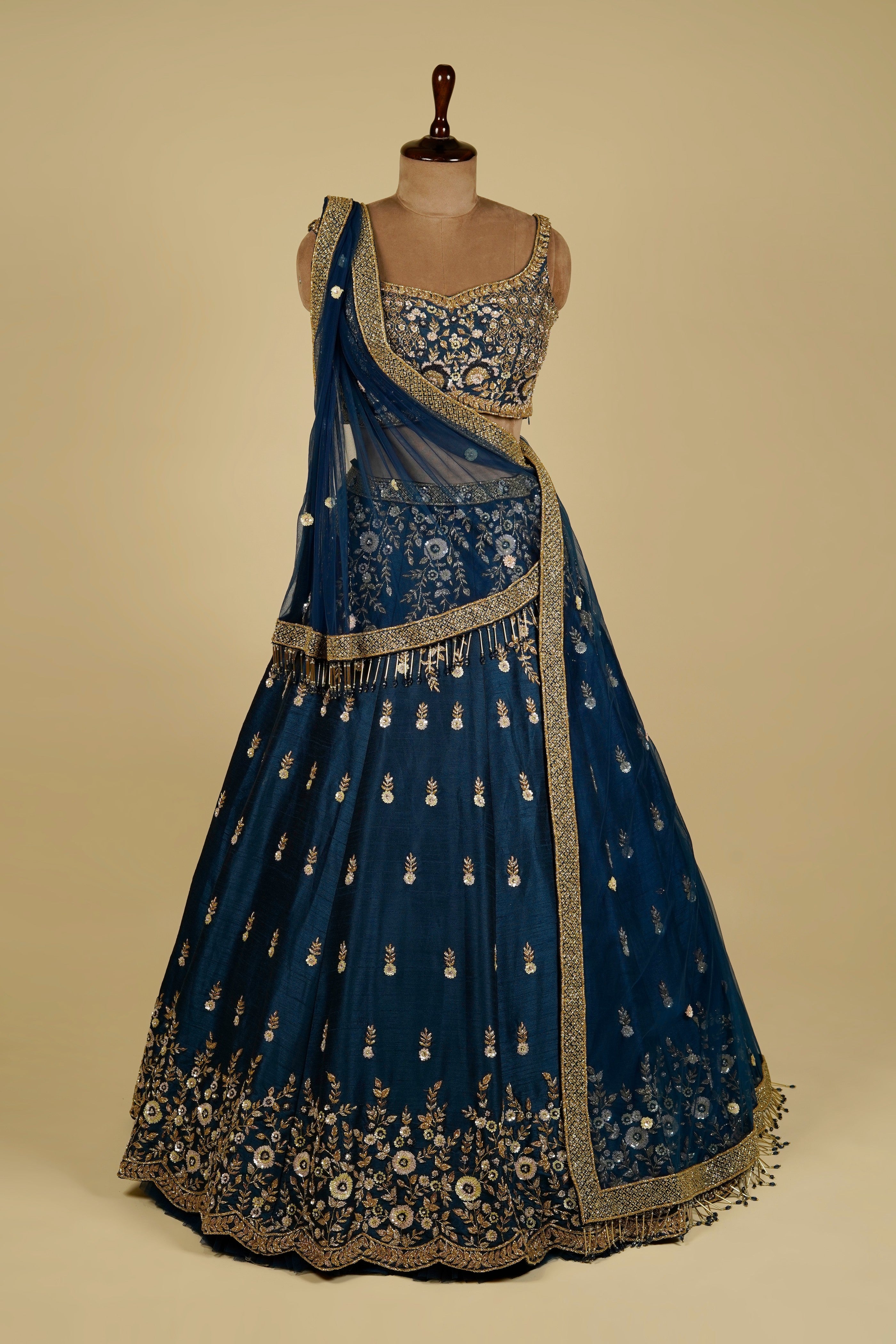 Lehenga Choli embellished with Sequin, Cut dana and Naqshi work