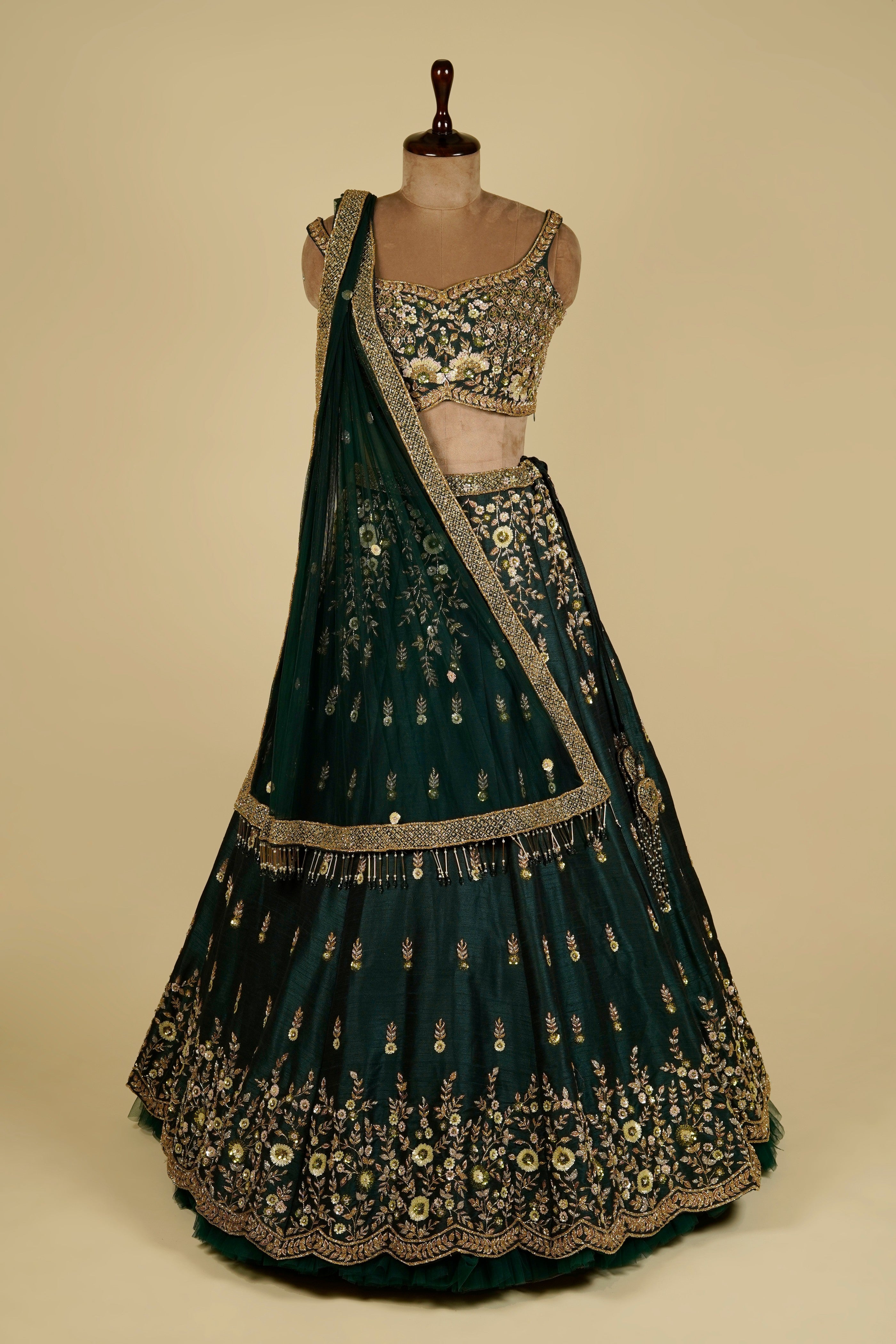 Lehenga Choli embellished with Sequin, Cut dana and Naqshi work