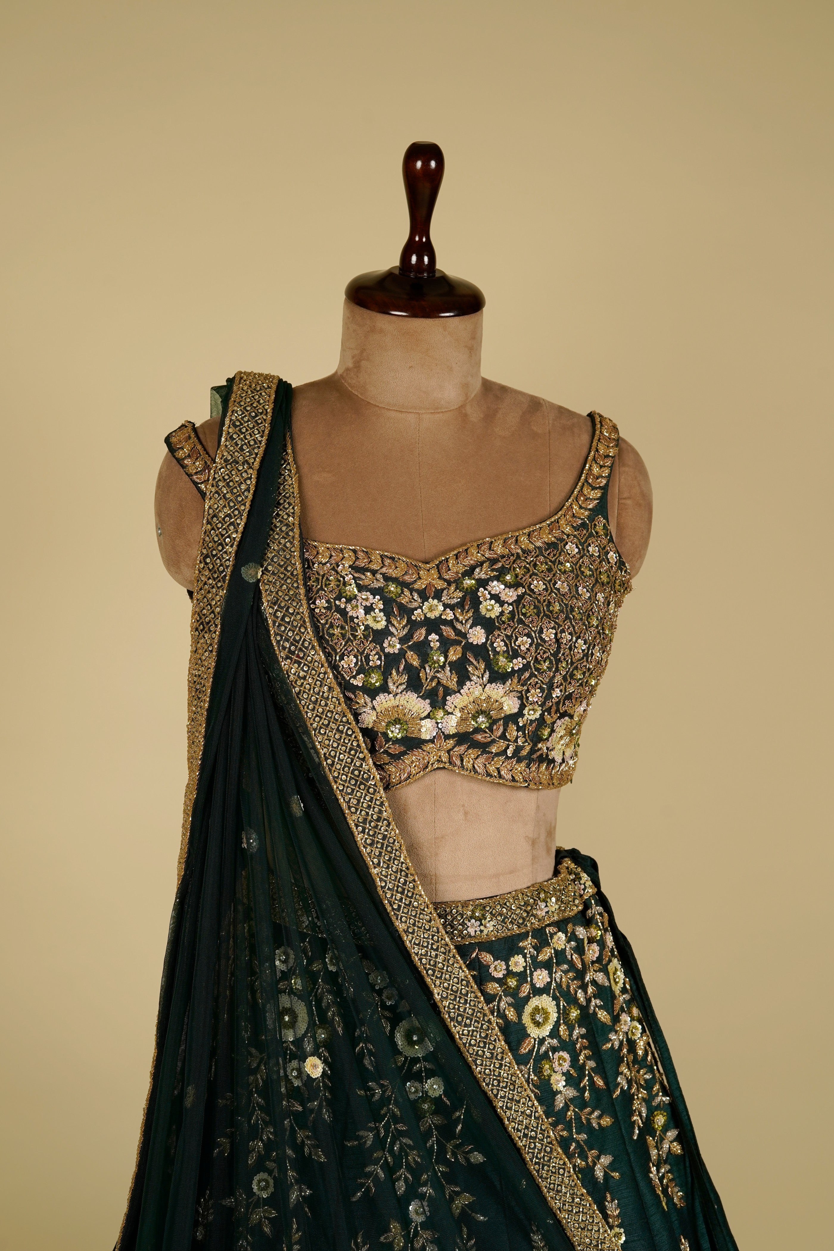 Lehenga Choli embellished with Sequin, Cut dana and Naqshi work
