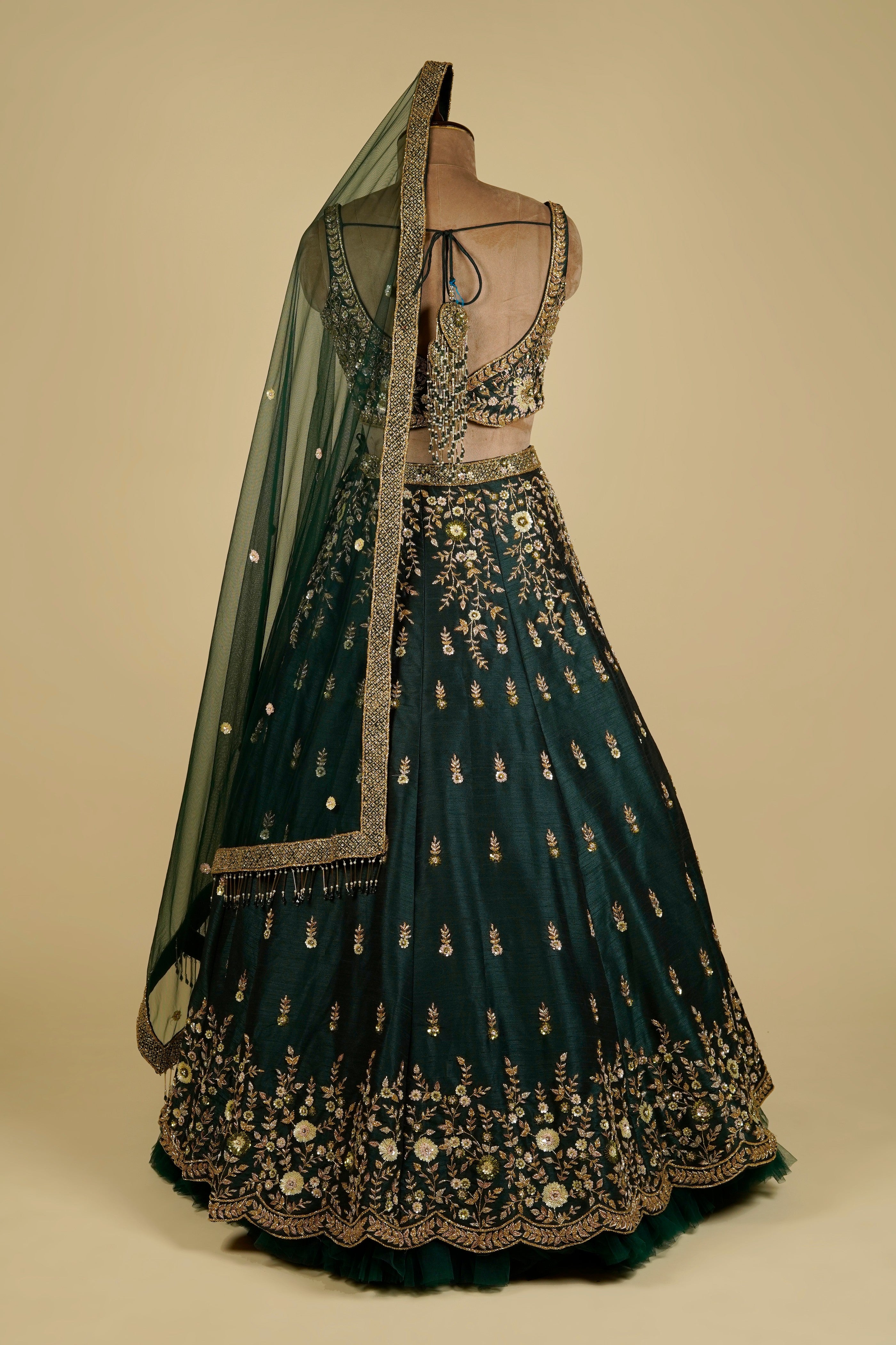 Lehenga Choli embellished with Sequin, Cut dana and Naqshi work