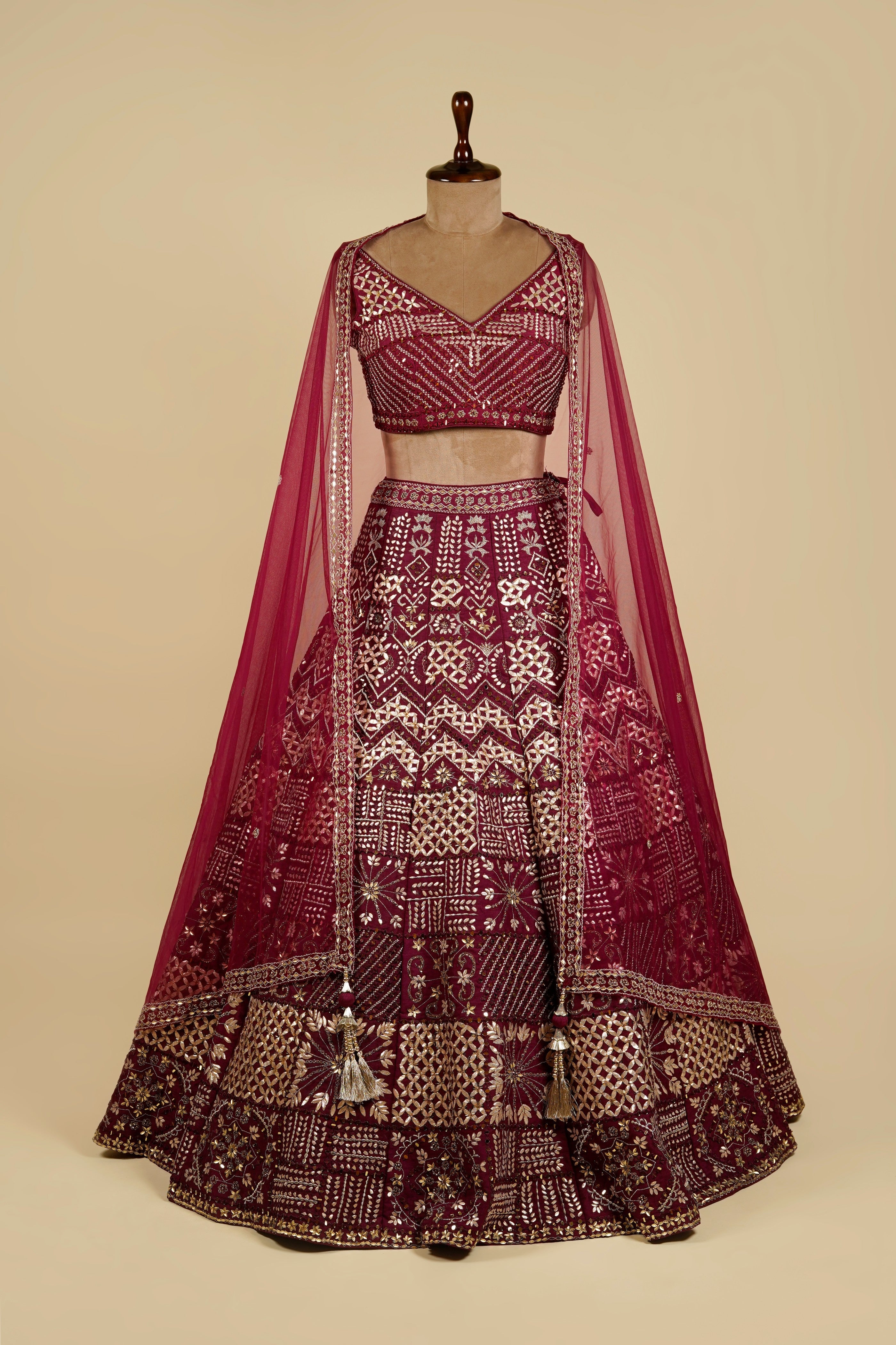 DARK WINE LEHENGA CHOLI
