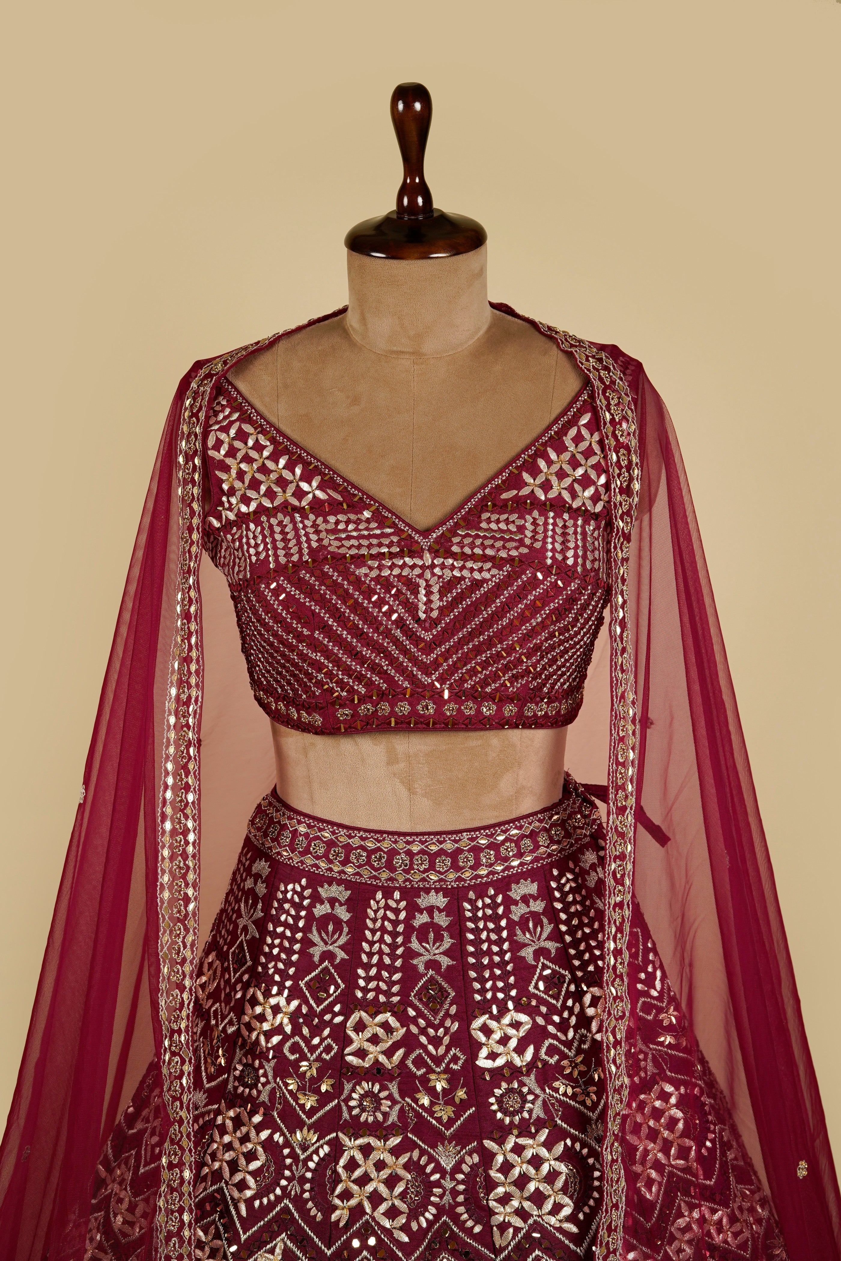 DARK WINE LEHENGA CHOLI