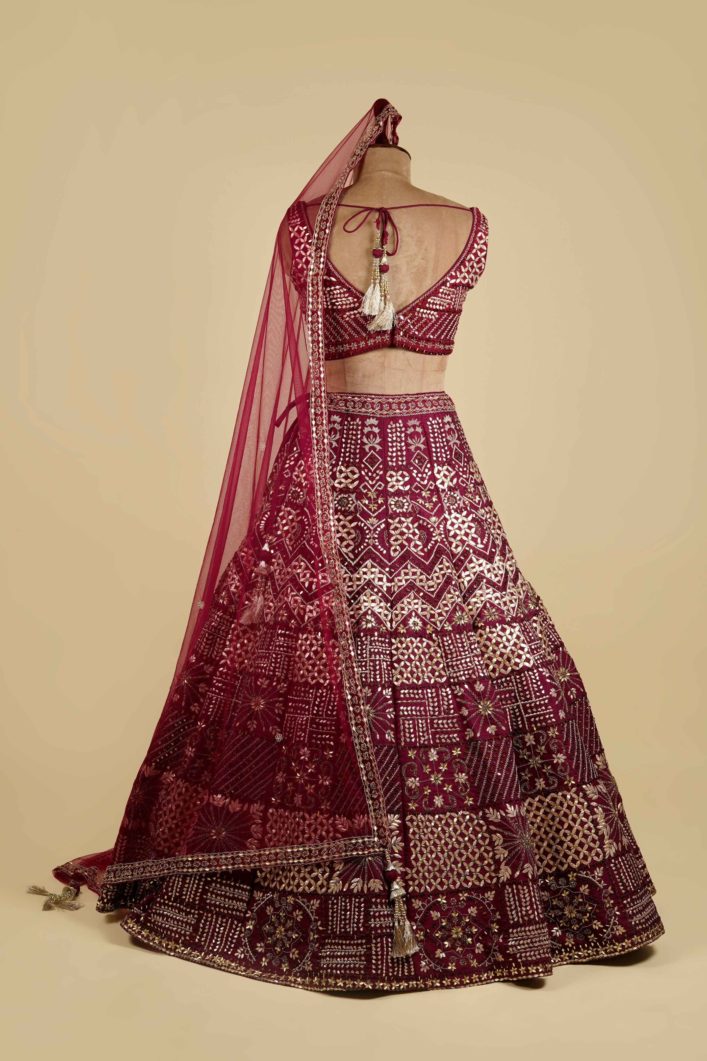 DARK WINE LEHENGA CHOLI