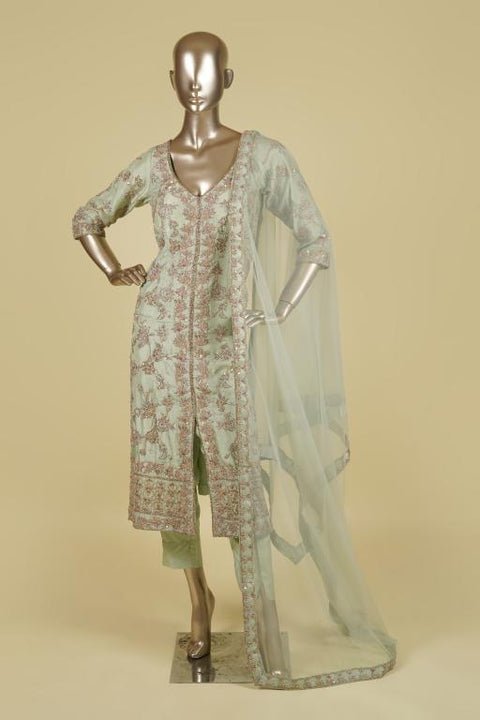 Mint Green set embellished with Thread and Bead Work