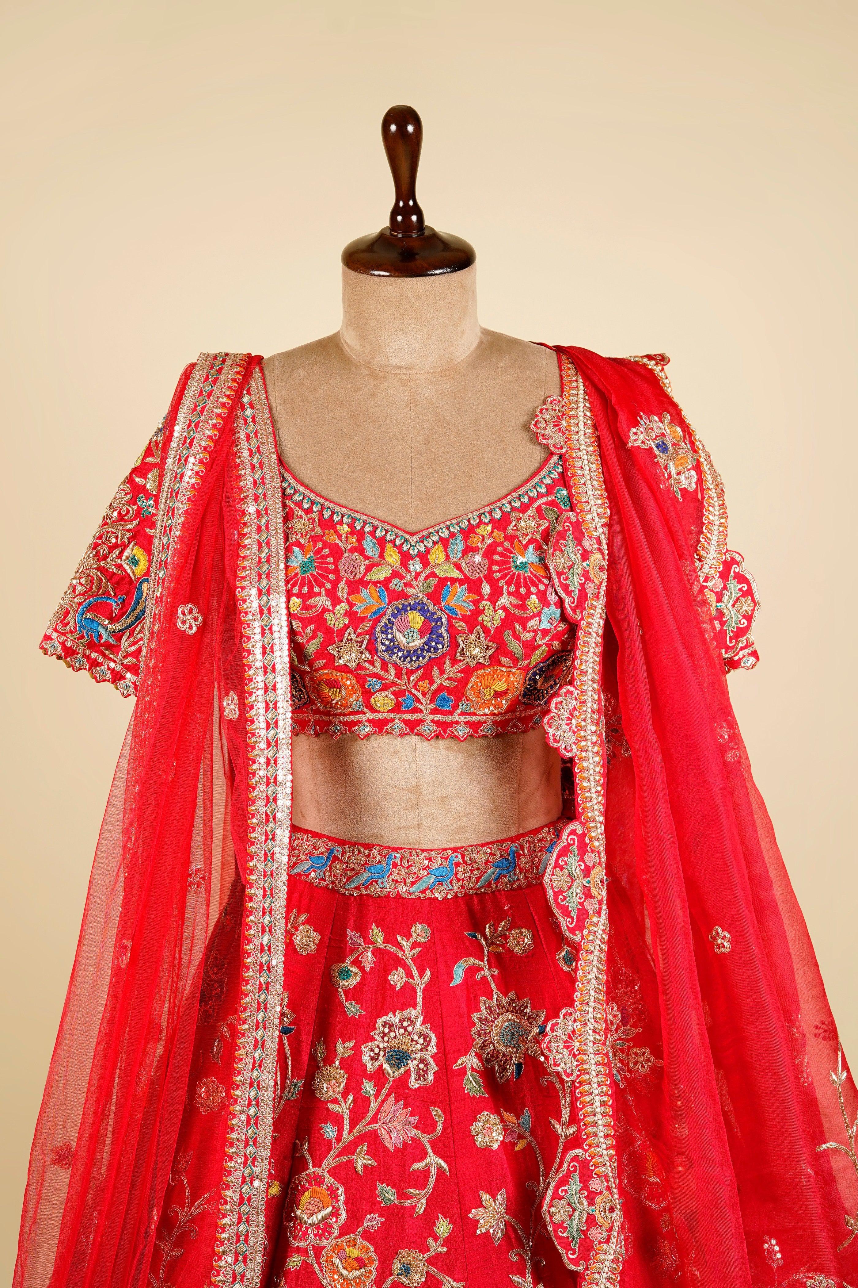 Red Peacock Lehenga Choli