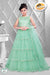 Green Sleeveless Lehenga choli embellished with Aari and Swarovski work